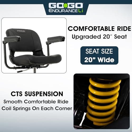 Pride Go Go 4 Wheel Mobility Scooter, 20" Seat, 325 lb Capacity, Lithium Battery