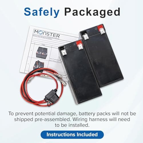 AlveyTech 12 Volt Battery Pack for Razor Power Core E90/90/E95/E90 Glow & E90 Accelerator Scooters - 9 Ah Rechargeable AGM Battery with Wiring Harness - Replacement