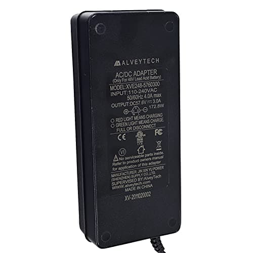 AlveyTech 48V 3.0A Battery Charger with 3-Pin Adapter for eWheels