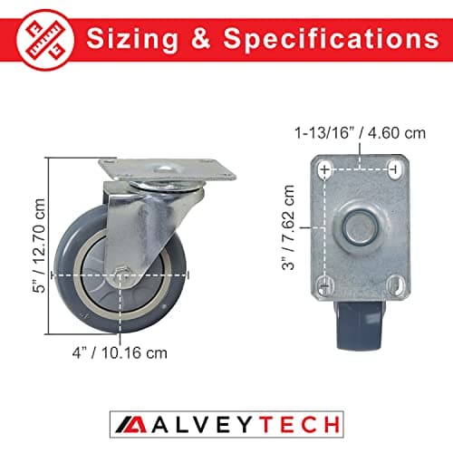 Replacement Tires for Hover 1 - AlveyTech Shockproof Caster Wheel with Fork & Axle for Go Kart Kits (Gray)