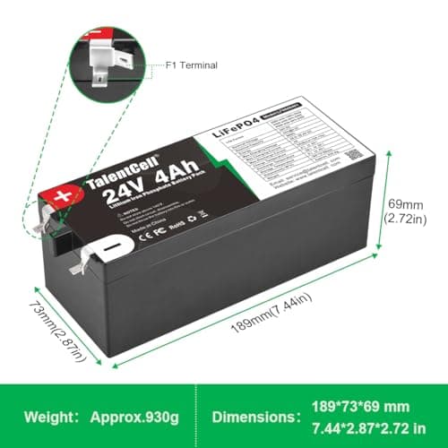 Talentcell 24V 4Ah Deep Cycle Lithium Battery Pack 96Wh