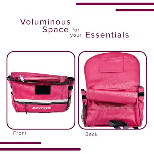 Weather-Resistant Side Bag for Mobility Scooters and Wheelchairs (Small, Berry) - Storage Organizer for Adults