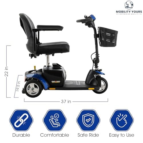 Pride Go Go Sport 3 Wheel Scooter withBasket, Cup Holder & Saddlebag, 18 AH Battery