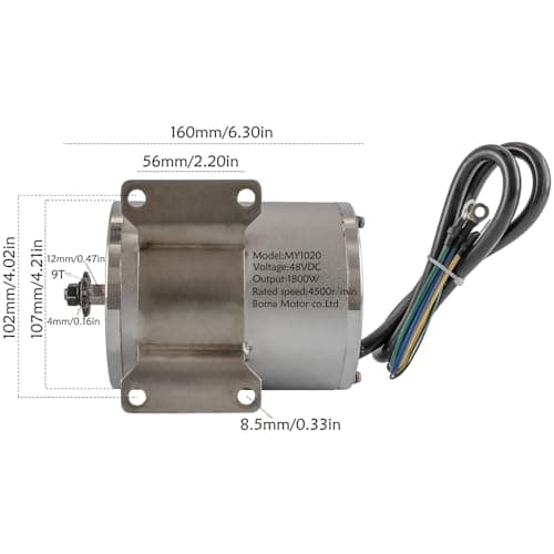 48V 1800W Brushless DC Motor, 4500RPM for DIY Part Scooter E-Bike Go Kart