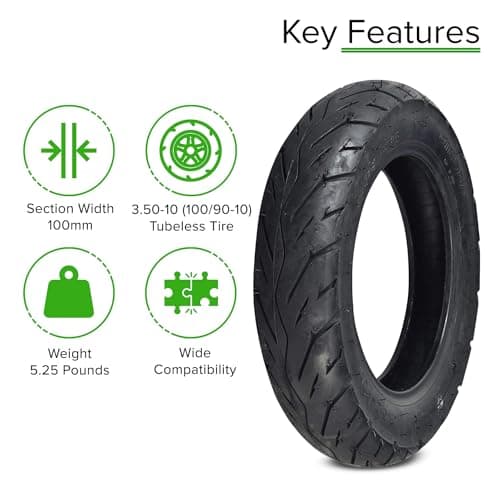 AlveyTech 3.50-10 Tubeless Scooter Tire with QD004 Tread