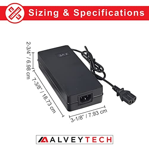 AlveyTech 48V 3.0A Battery Charger with 3-Pin Adapter for eWheels