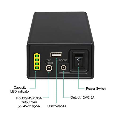 Talentcell 24V 129.5Wh Li-ion Battery Pack PB240B2, Rechargeable 35000mAh for LED Lights, Cameras, Smartphones