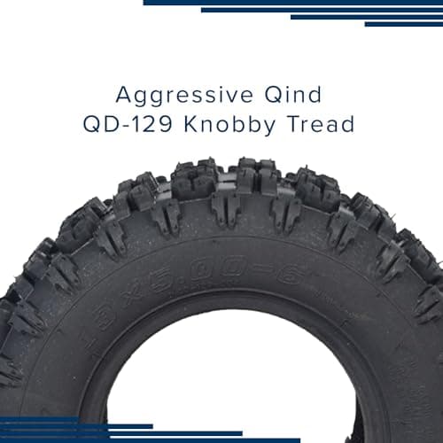 AlveyTech 13x5.00-6 Tubeless Pneumatic Rubber Tire - Replacement for Mega/Monster Moto, Taotao, Pit Pocket Bike, ATV, Go-Kart, Quad, Dirt Bike, Dune Buggy, 4-Wheeler