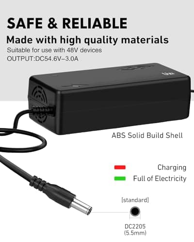 UZI 48V 3Amp Charger with Fan Cooling for Fast & Safe E-Bike/Li-ion Battery Charging