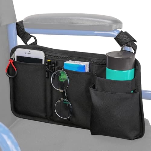 Wheelchair Side Bag with Cup Holder for Walker, Rollator, Scooter or Wheelchair
