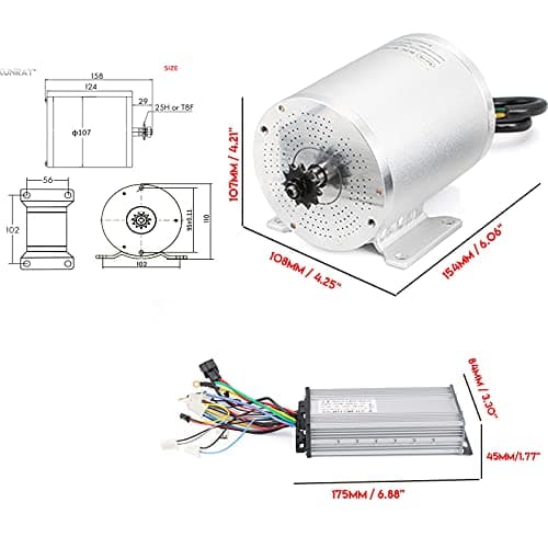 48V 1000W Electric Brushless DC Motor Kit with Speed Controller and Twist Grip Throttle