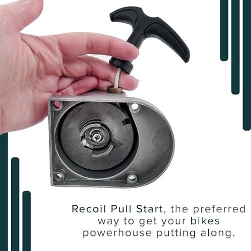 AlveyTech Recoil Pull Start Assembly for Bicycle Engine Kits - Durable Metal Starter with Handle & Cord, Replacement Parts & Accessories