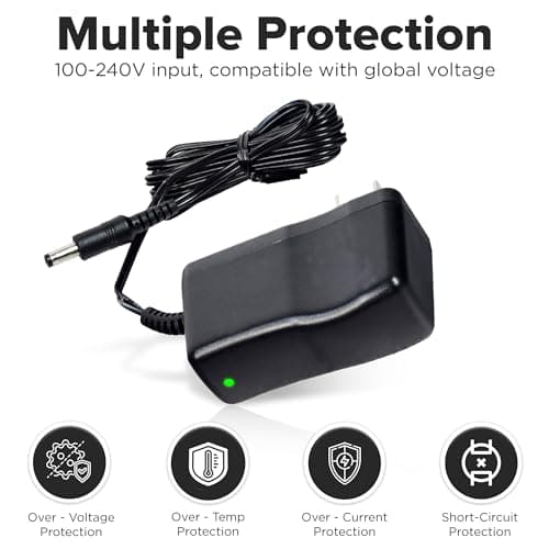AlveyTech 22V 0.5A Coaxial Li-ion Battery Charger - Razor Drift Rider, X Skateboard & E-Scooter, Multicolor LED