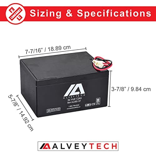 AlveyTech 36V 12Ah Battery for Electric ATV, Go-Kart, Dune Buggy, Dirt Bike