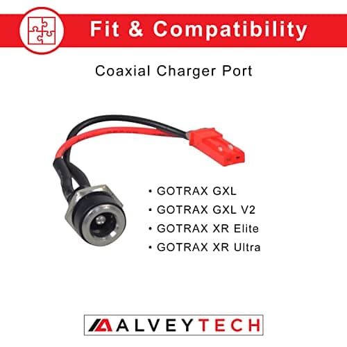 GOTRAX GXL V2, XR Elite Charger Port, 5.5 mm OD, 2.5 mm ID, 2 Cable Power Harness - AlveyTech