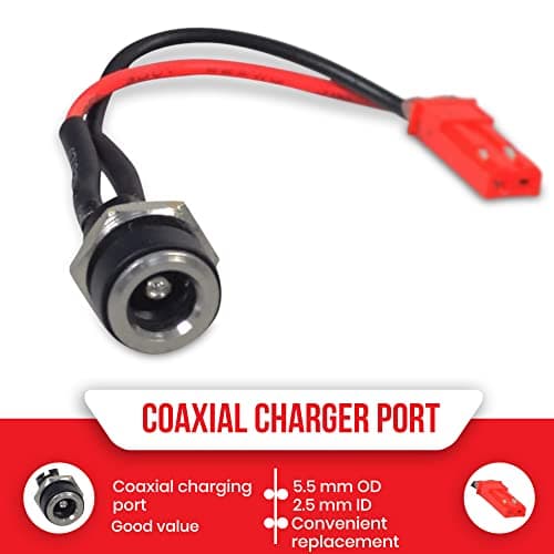 GOTRAX GXL V2, XR Elite Charger Port, 5.5 mm OD, 2.5 mm ID, 2 Cable Power Harness - AlveyTech