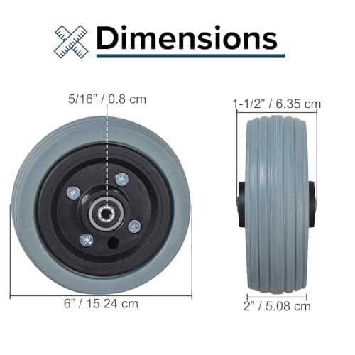6x2 Flat-Free Caster Wheel Assembly for Jazzy Power Chairs