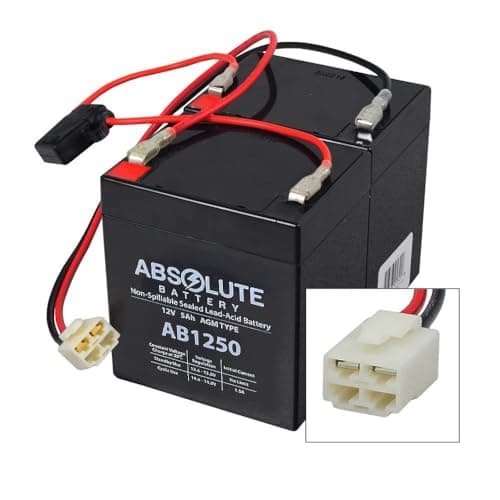 24V 5 Ah Battery Pack for Razor Crazy Cart and DLX with Harness - 12V SLA/AGM Batteries and Wiring Kit for Kids Electric Kart