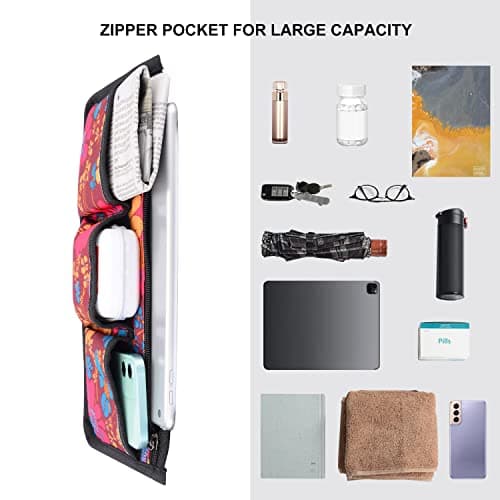 Supregear Wheelchair Armrest Bag,Reflective Storage for Mobility Scooters (Floral)
