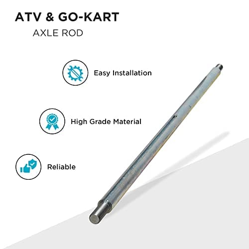 44 Steel Axle Rod with Step-Down & Fine Thread - Keyed Shaft for Electric/Gas ATV, Go-Kart, Quad, Cart/Trailers, Front and Rear Live Hub Wheel Assembly