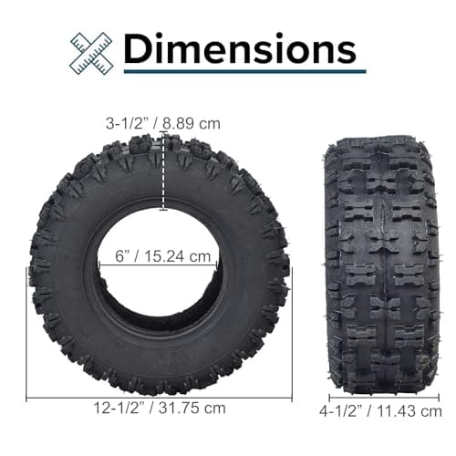 AlveyTech 13x5.00-6 Tubeless Pneumatic Rubber Tire - Replacement for Mega/Monster Moto, Taotao, Pit Pocket Bike, ATV, Go-Kart, Quad, Dirt Bike, Dune Buggy, 4-Wheeler