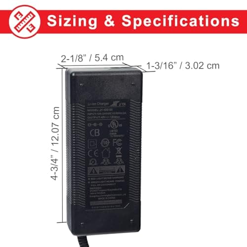 AlveyTech 42V 1.5A Lithium Charger for Hover-1 Alpha, Journey, Rally Scooters - 36V Battery