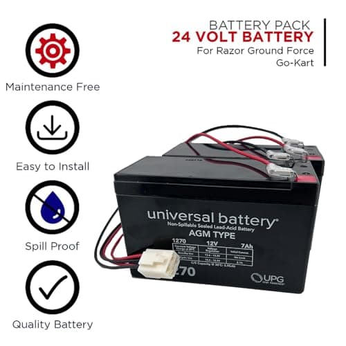 Razor Ground Force Go-Kart 24V 7Ah Battery Pack Set - 2 x 12V Batteries + Harness