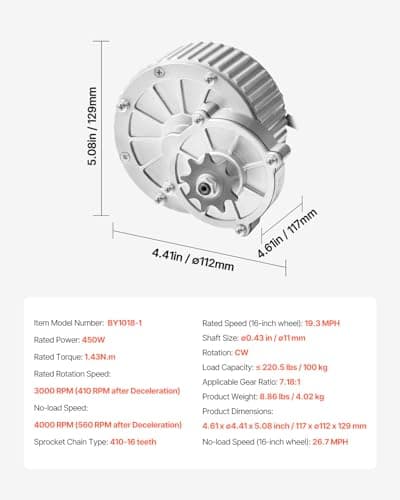 Happybuy 450W 36V Brushed DC Motor Kit 3000rpm Upgraded Controller Throttle