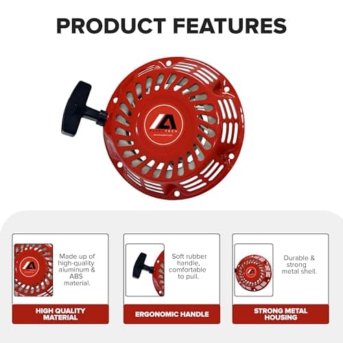 Red Recoil Pull Start - Durable Metal Shell Recoil Starter for 196cc 6.5 Hp Engine - Replacement Accessories for Baja MB165 & MB200, Coleman BT200X, CT200U Trail, & EX Mini Bikes