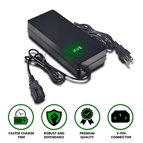 AlveyTech 48V 3.0A Battery Charger with 3-Pin Adapter for eWheels