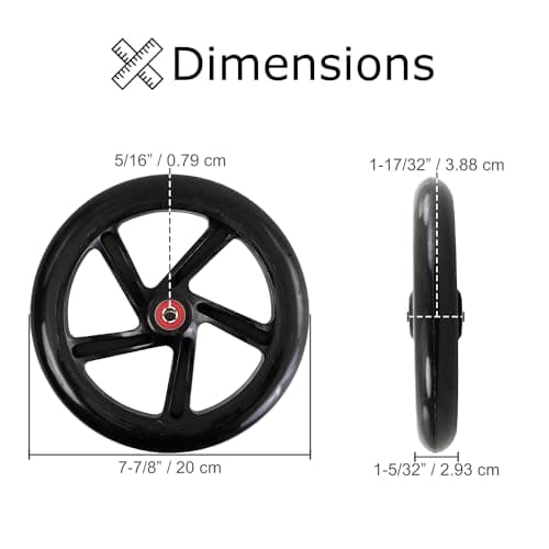 AlveyTech 200mm Black Wheel Green Hub for Razor A5/Carbon Lux Scooters