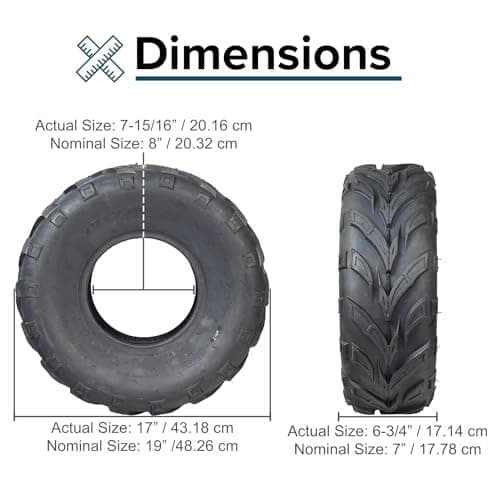 AlveyTech 19x7.00-8 Tire with QD116 V-Tread for Mini Bikes, ATVs, Go Karts & More
