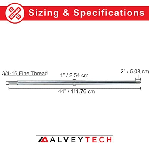 44 Steel Axle Rod with Step-Down & Fine Thread - Keyed Shaft for Electric/Gas ATV, Go-Kart, Quad, Cart/Trailers, Front and Rear Live Hub Wheel Assembly