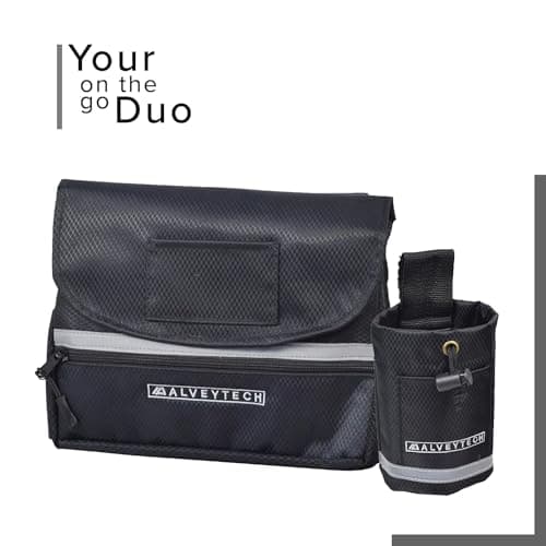 AlveyTech Mobility Scooter Saddle Bag & Cup Holder Combo (Black/Black)