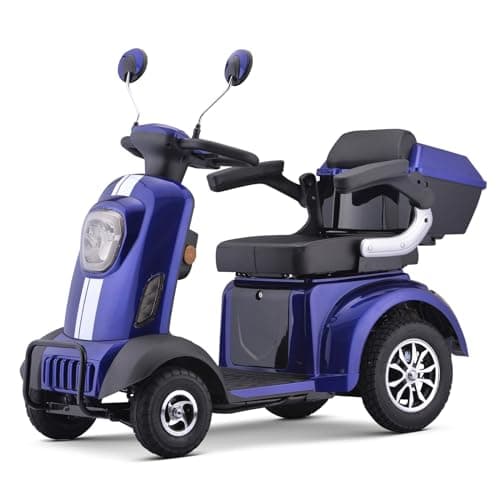 Heavy Duty 4-Wheel Mobility Scooter, 400 lb Capacity, Fully Assembled in US (Blue)