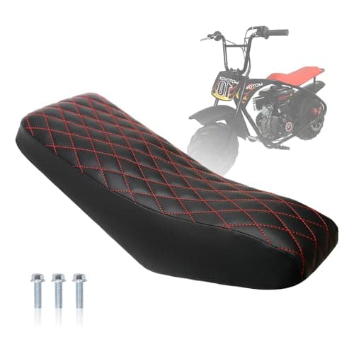 Diamond Stitch Retro Mini Bike Seat with Red Thread for Motovox MBX10 and Mototec 105cc