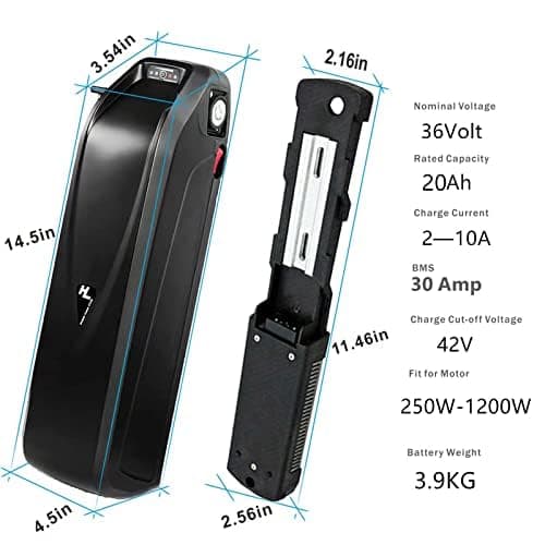 36V Lithium-Ion Down Tube Ebike Battery 20Ah with Charger & Led Indicator