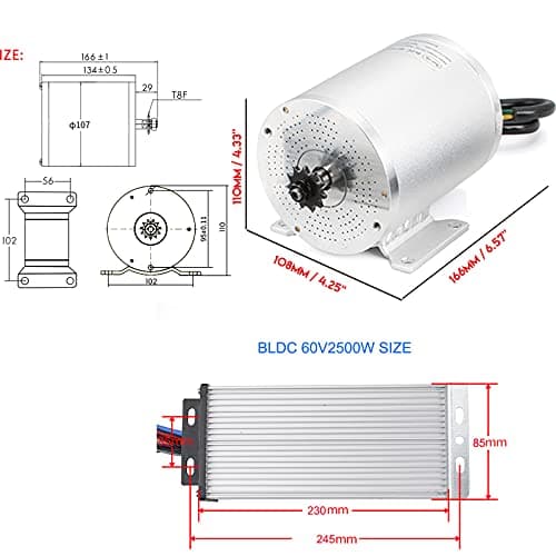 2500W 4400RPM Brushless DC Motor Kit for Electric Scooters & Motorbikes with 45A Controller