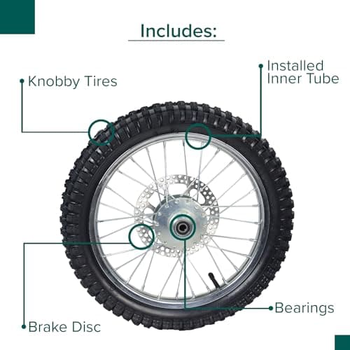 AlveyTech Front Wheel Assembly for Razor MX500/MX650 Dirt Rocket Bike