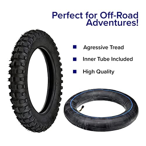 AlveyTech 2.50-10 Tire and Tube Package - Fits Honda CRF50: Heavy Duty Rubber Tires for Dirt Pit Bike, Mini Rocket Scooter