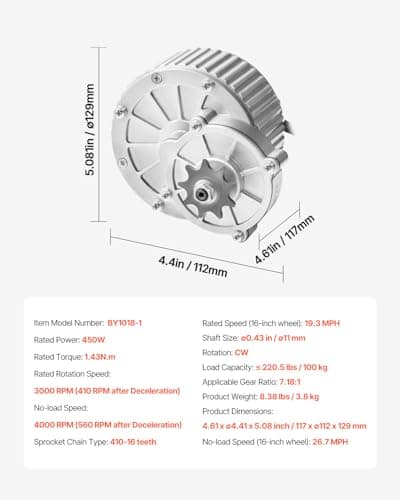 Happybuy 36V Brushed DC Motor Kit 450W 3000rpm with Advanced Controller & Throttle
