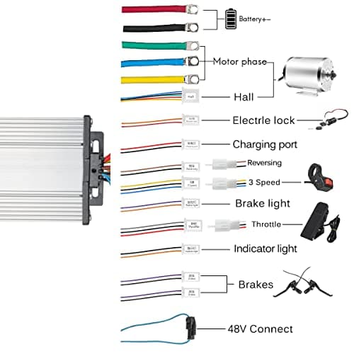48V 1000W Electric Brushless DC Motor Kit with Speed Controller and Twist Grip Throttle