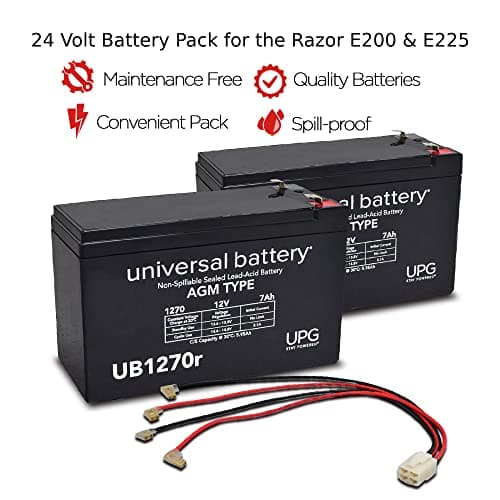 24V 7Ah Battery Pack for Razor E200/E225, Set of 2 12V 7A Replacement Batteries