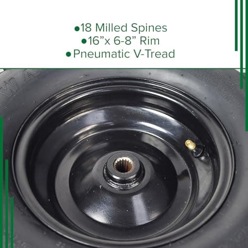 Coleman KT196 Rear Wheel Assembly - Tire Replacement, 16x6-8 Steel Rim with V-Tread Tires