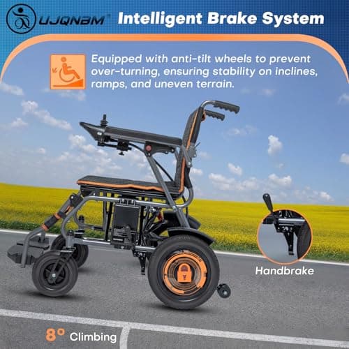 Lightweight Foldable Electric Wheelchair for Seniors, Intelligent Power, One-Click Mute, Airline Approved
