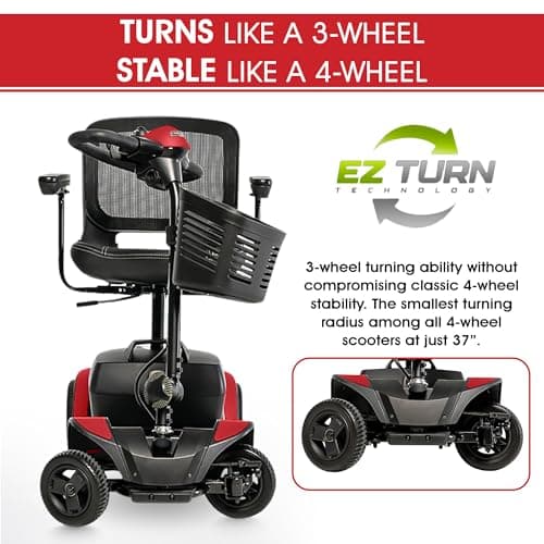 Pride Mobility Go Go Elite Traveller 2 with Rear Basket, Cup Holder, Easy-Turn Tech, 300 lb Capacity, USA Made