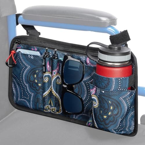 Wheelchair Side Bag with Cup Holder for Walker, Rollator, Scooter or Wheelchair