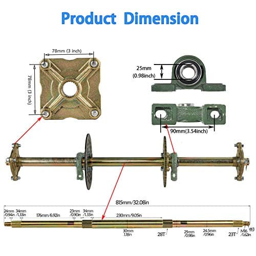Labwork 32 Rear Axle Assembly Kit for Go Kart ATV