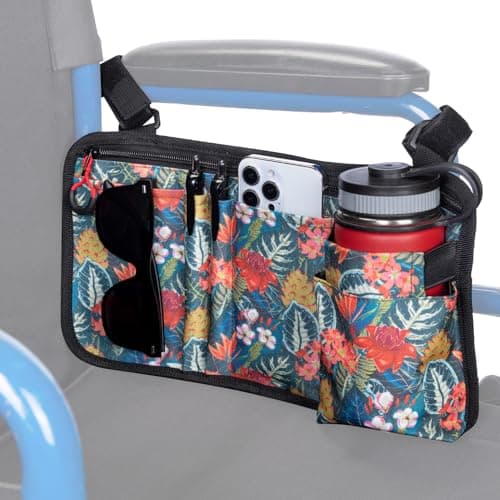 Wheelchair Side Bag with Cup Holder for Walker, Rollator, Scooter or Wheelchair