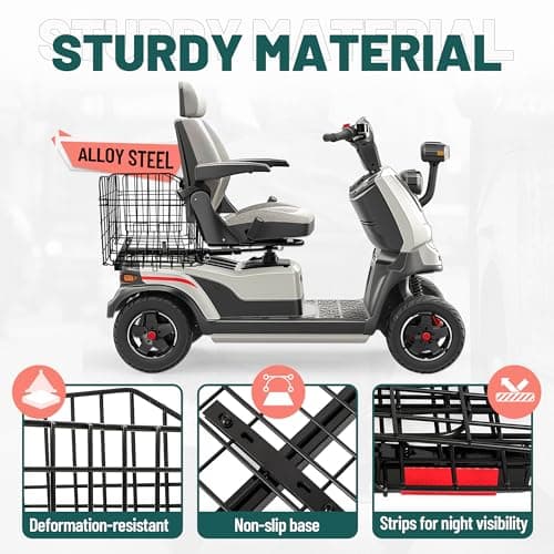 KUAFU Waterproof Steel Rear Basket for Pride Mobility Scooters